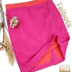 TALBOTS Gorgeous Pink Orange Eyelet Skirt 10p